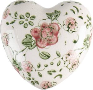 Clayre & Eef Decoratie 8x4 cm Roze Beige Keramiek Bloemen Decoratief Figuur Decoratieve Accessoires Woonaccessoires