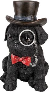 Clayre & Eef Decoratie Beeld 13*9*17 Cm Zwart Kunststof Hond