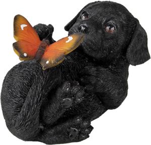 Clayre & Eef Decoratie Beeld 14*9*10 Cm Zwart Kunststof Hond