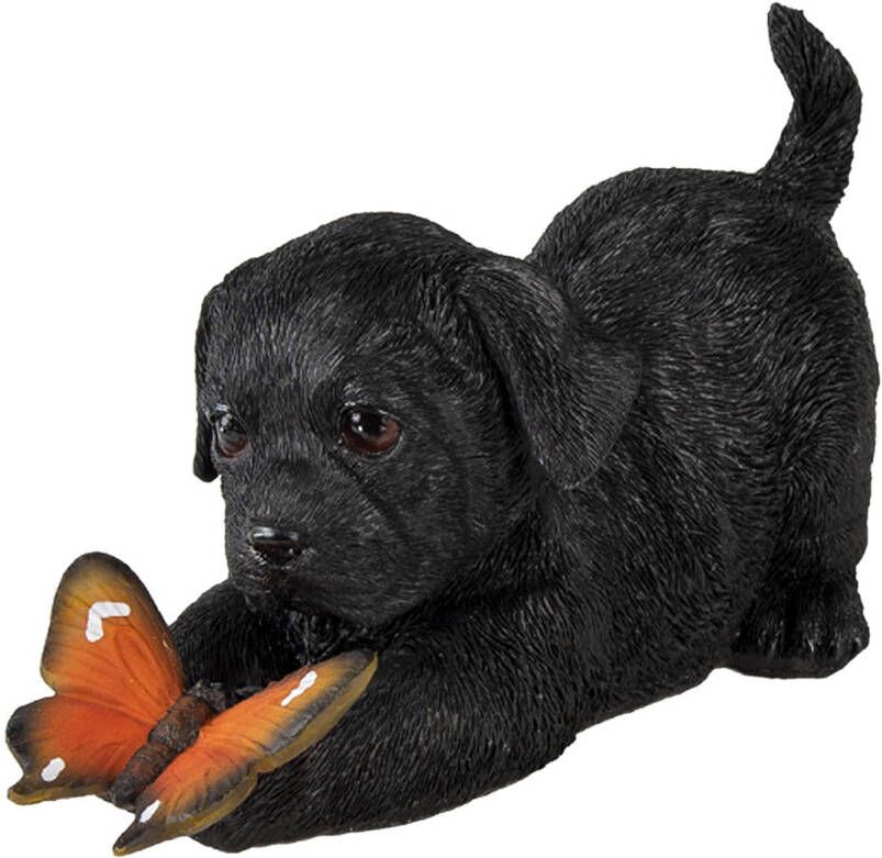 Clayre & Eef Decoratie Beeld 20*8*11 Cm Zwart Kunststof Hond