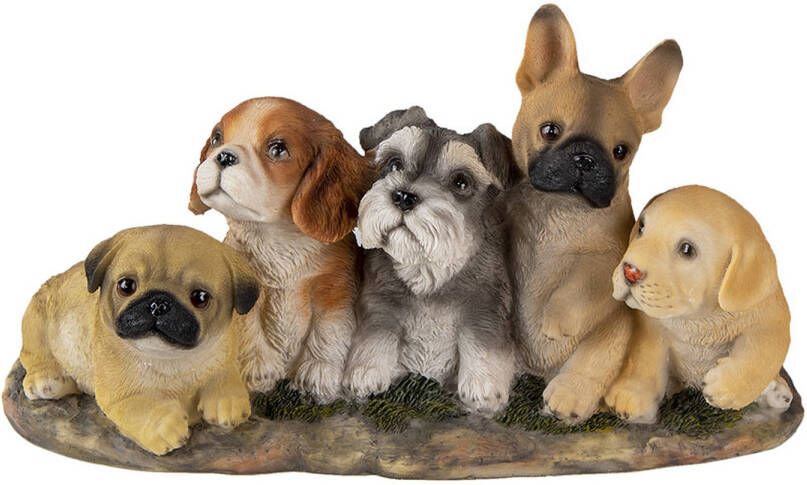 Clayre & Eef Decoratie Beeld 33*12*17 Cm Meerkleurig Kunststof Honden