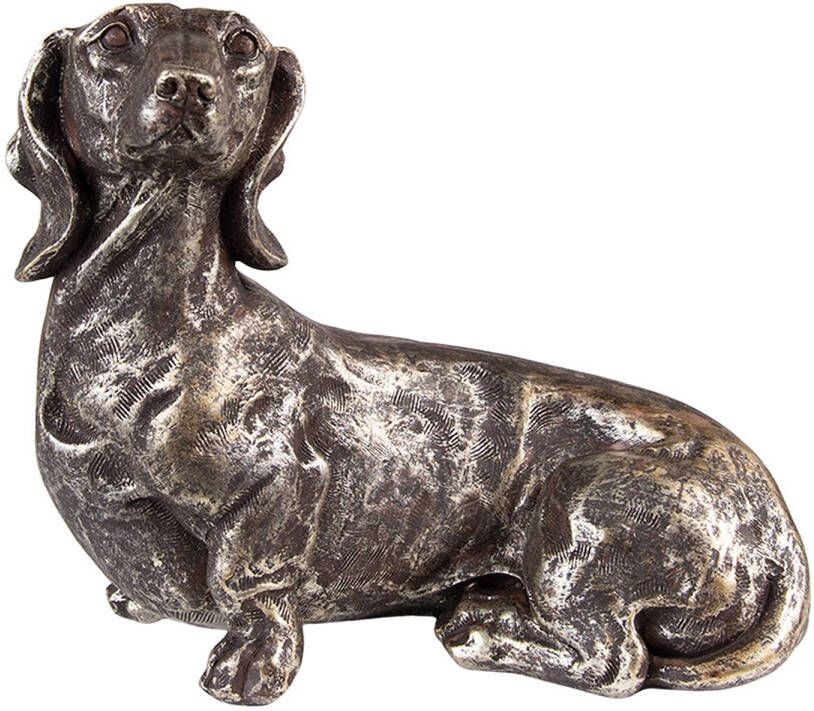 Clayre & Eef Decoratie beeld hond 23 cm Zilverkleurig Kunststof Woonaccessoires Zilverkleurig Woonaccessoires