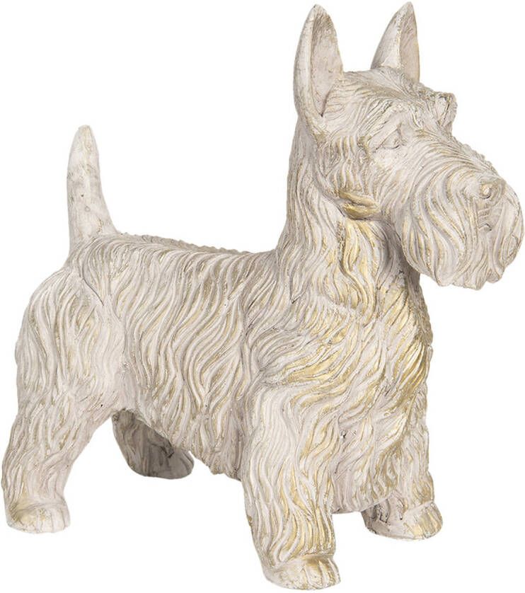 Clayre & Eef Decoratie Beeld Hond 26*14*27 Cm Bruin Polyresin