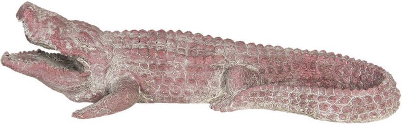 Clayre & Eef Beeld Krokodil 46x21x12 cm Rood Kunststof Krokodil Woonaccessoires Rood Woonaccessoires