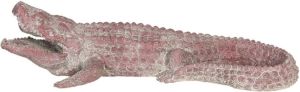 Clayre & Eef Decoratie Beeld Krokodil 46*21*12 Cm Rood Polyresin