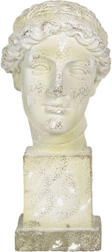 Clayre & Eef Decoratie Buste 30*24*54 Cm Wit Steen Decoratief