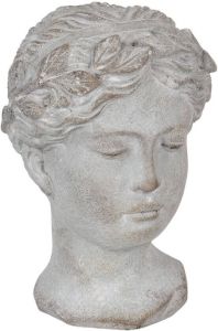 Clayre & Eef Decoratie Buste Vrouw 16*15*23 Cm Grijs Steen Decoratief