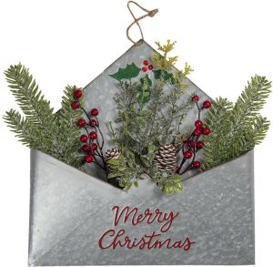 Clayre & Eef Decoratie Hanger 35*5*35 cm Meerkleurig Ijzer Rechthoek Kersthanger Kerstboomversiering Meerkleurig