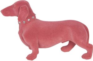 Clayre & Eef Decoratie Hond 22*8*14 Cm Roze Synthetisch Decoratief