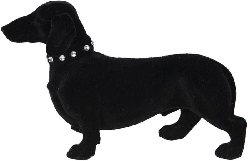 Clayre & Eef Decoratie Hond 22*8*14 Cm Zwart Synthetisch Decoratief