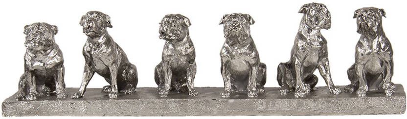 Clayre & Eef Decoratie Hond 52*12*14 Cm Zilverkleurig Kunststof