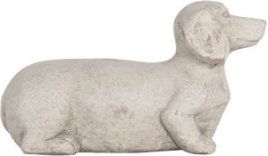 Clayre & Eef Decoratie Hond Grijs Steen Decoratief Figuur Decoratieve