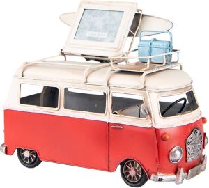 Clayre & Eef Decoratie Miniatuur Bus 20x10x14 cm Rood Ijzer Decoratie Model Rood Decoratie Model