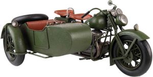 Clayre & Eef Decoratie Miniatuur Motor 38x26x18 cm Groen Ijzer Miniatuur Motor Groen Miniatuur Motor
