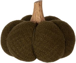Clayre & Eef Decoratie Pompoen 13 cm Groen Stof Woondecoratie Groen Woondecoratie