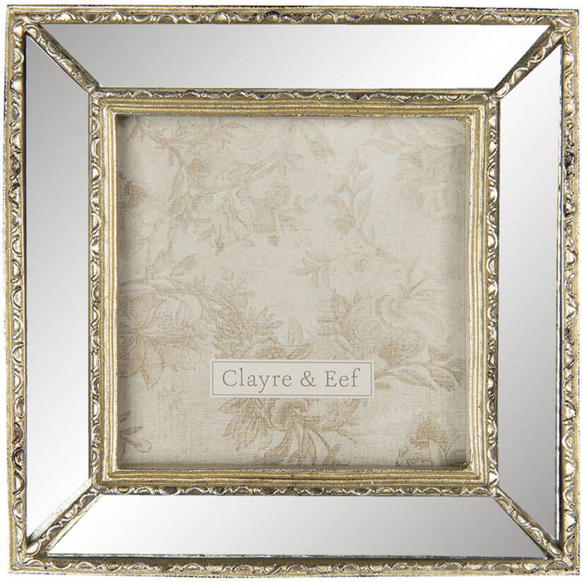 Clayre & Eef Fotolijst 10x10 cm Goudkleurig Kunststof Vierkant Fotokader Goudkleurig Fotokader