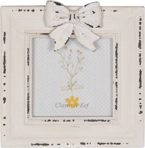 Clayre & Eef Fotolijst 10x10 cm Wit Houtproduct Fotokader Wit Fotokader