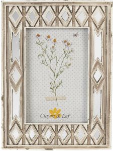 Clayre & Eef Fotolijst 10x15 Cm Beige Kunststof Fotokader Wissellijst Foto Frame Beige Fotokader Wissellijst
