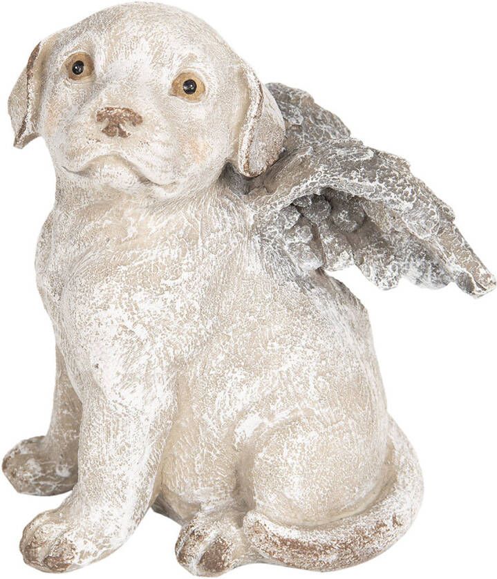 Clayre & Eef Grijze Decoratie hond met vleugels 16*13*20 cm van Polyresin