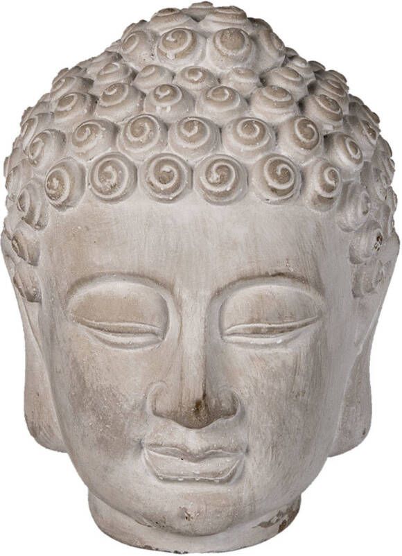 Clayre & Eef Grijze Decoratie hoofd Boeddha 13*14*17 cm 6TE0360S