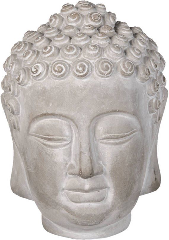 Clayre & Eef Grijze Decoratie hoofd Boeddha 15*15*19 cm 6TE0360M