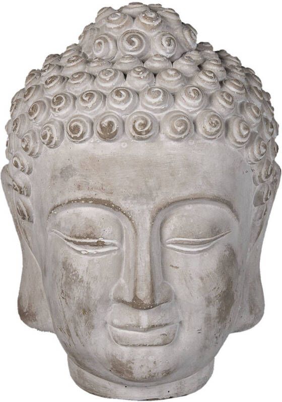 Clayre & Eef Grijze Decoratie hoofd Boeddha 17*17*24 cm 6TE0360L