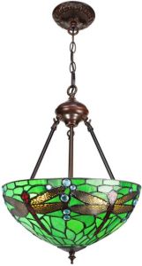 Clayre & Eef Groene Hanglamp Tiffany Ø 31*155 Cm E27 max 2*60w 5ll-9336gr