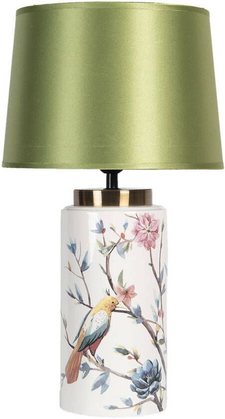 Clayre & Eef Tafellamp Ø 28x50 cm E27|max 1x60W Groen Keramiek Rond