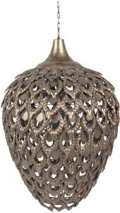 Clayre & Eef Hanglamp Ø 39x59 cm Goudkleurig Grijs Ijzer Hanglamp Eettafel Goudkleurig Hanglamp Eettafel