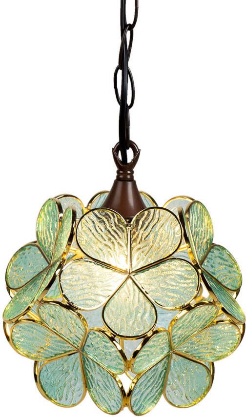Clayre & Eef Hanglamp Tiffany 21x21x17 90 cm Groen Glas Hanglamp