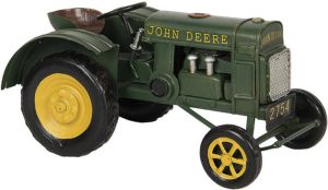 Clayre & Eef John Deere Traktor Licentie Tractor 18*9*9 Cm Groen Metaal Miniatuur Tractor Decoratie Modeltractor Groen