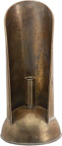 Clayre & Eef Kandelaar Ø 16x35 Cm Koperkleurig Metaal Rond Kaarsenstandaard Kaarsenhouder Koperkleurig Kaarsenstandaard