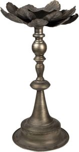 Clayre & Eef Kandelaar Ø 28x50 Cm Zilverkleurig Ijzer Kaarsenstandaard Kaarsenhouder Zilverkleurig Kaarsenstandaard