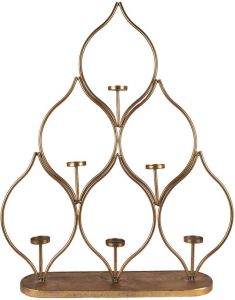 Clayre & Eef Kandelaar 76 cm Koperkleurig Metaal Lantaarn Koperkleurig Lantaarn