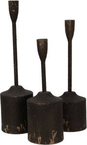 Clayre & Eef Kandelaar Set van 3 35 30 25 cm Zwart Ijzer Zwart