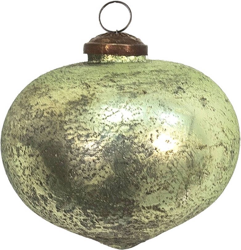 Clayre & Eef Kerstbal Ø 10 cm Groen Glas Kerstdecoratie Groen Kerstdecoratie