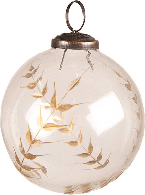 Clayre & Eef Kerstbal Ø 10 Cm Transparant Glas Takjes Kerstdecoratie Kerstversiering Kerstboomversiering Transparant