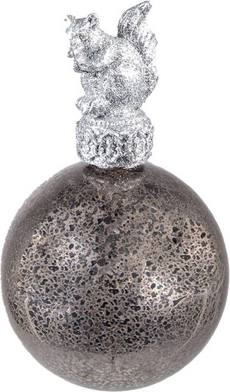 Clayre & Eef Kerstbal Ø 7 cm Zilverkleurig Glas Kunststof Kerstdecoratie Zilverkleurig Kerstdecoratie