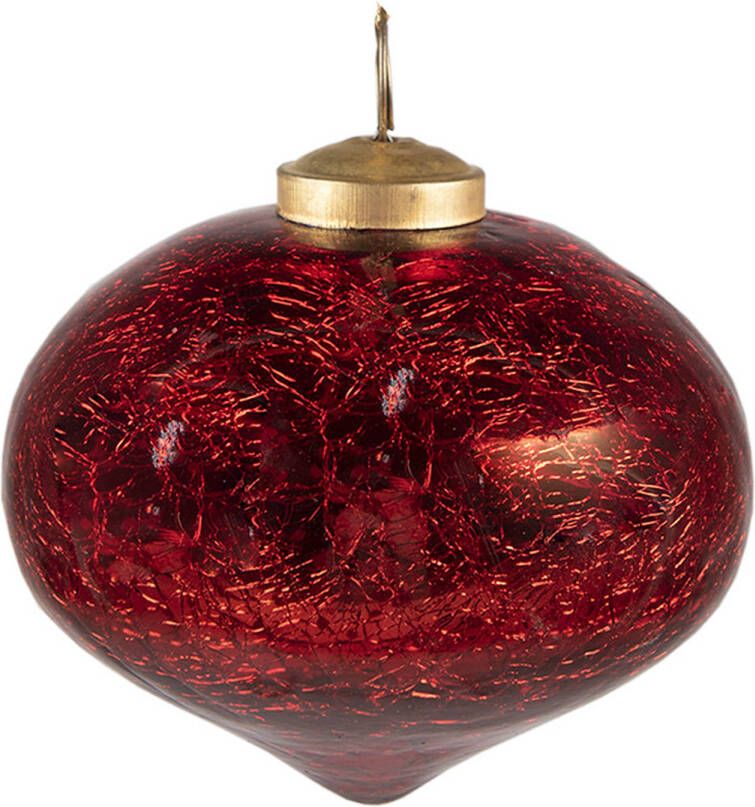 Clayre & Eef Kerstbal Ø 9 cm Rood Glas Kerstdecoratie Rood Kerstdecoratie