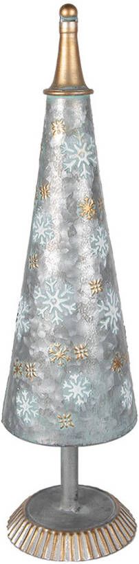 Clayre & Eef Kerstdecoratie Beeld Kerstboom 47 cm Grijs Goudkleurig Ijzer Decoratie Kerst Grijs Decoratie Kerst