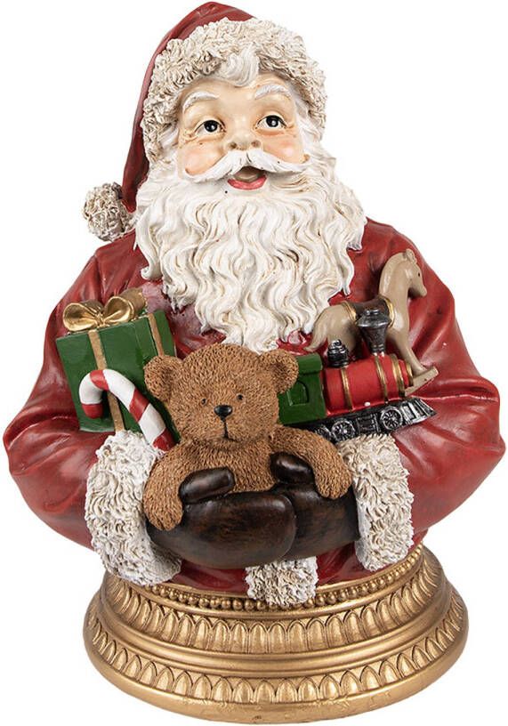 Clayre & Eef Kerstdecoratie Beeld Kerstman 29 cm Rood Polyresin Rood