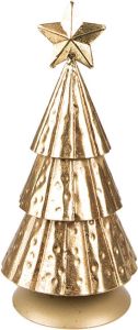Clayre & Eef Kerstdecoratie Kerstboom 20 Cm Goudkleurig Ijzer Decoratief Figuur Decoratieve Accessoires Woonaccessoires