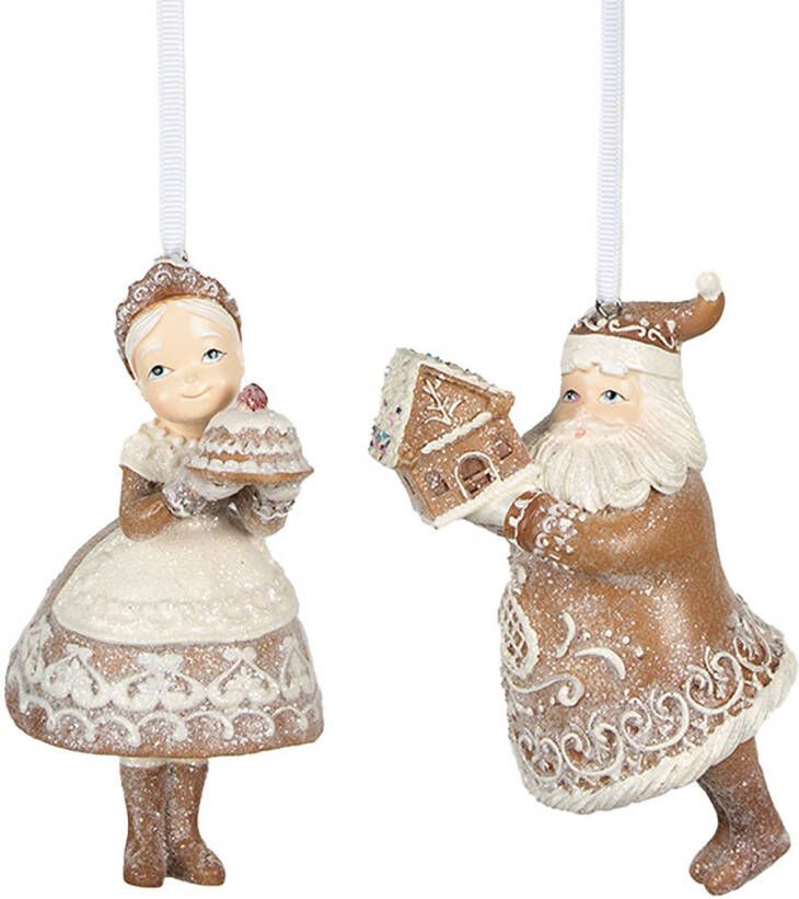 Clayre & Eef Kersthanger set van 2 Paar 13 cm Bruin Polyresin Kerstdecoratie Bruin Kerstdecoratie