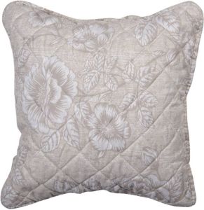 Clayre & Eef Kussenhoes 40x40 cm Beige Wit Polyester Vierkant Bloemen Sierkussenhoes Beige Sierkussenhoes