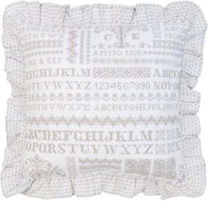 Clayre & Eef kussenhoes 40x40 cm crème katoen 100% katoen