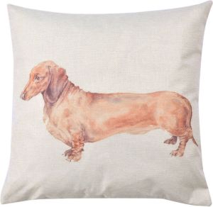 Clayre & Eef Kussenhoes 43*43 Cm Wit Bruin Polyester Sierkussenhoes
