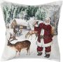 Clayre & Eef Kussenhoes 45*45 Cm Wit Polyester Vierkant Kerstman Sierkussenhoes Kussen Hoes Wit Sierkussenhoes Kussen - Thumbnail 2