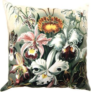 Clayre & Eef Kussenhoes 45x45 Cm Groen Wit Polyester Vierkant Bloemen Sierkussenhoes Kussen Groen Sierkussenhoes Kussen