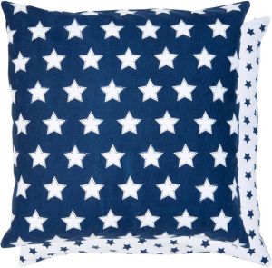 Clayre & Eef kussenhoes 50*50 cm blauw 100% katoen vierkant sterren SFY31BL
