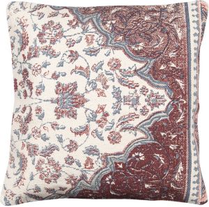 Clayre & Eef Kussenhoes 50x50 Cm Roze Blauw Katoen Vierkant Sierkussenhoes Kussen Hoes Roze Sierkussenhoes Kussen Hoes